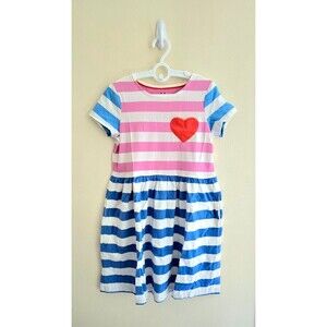 NWOT Mini Boden Heart Pocket Fun Dress Multi Hotchpotch Stripe, 9/10-11/12